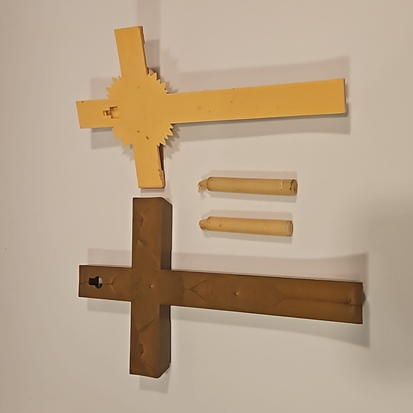 Vintage Resin INRI Holy Cross Spiritual Crucifix With Candles - Picture 5 of 11